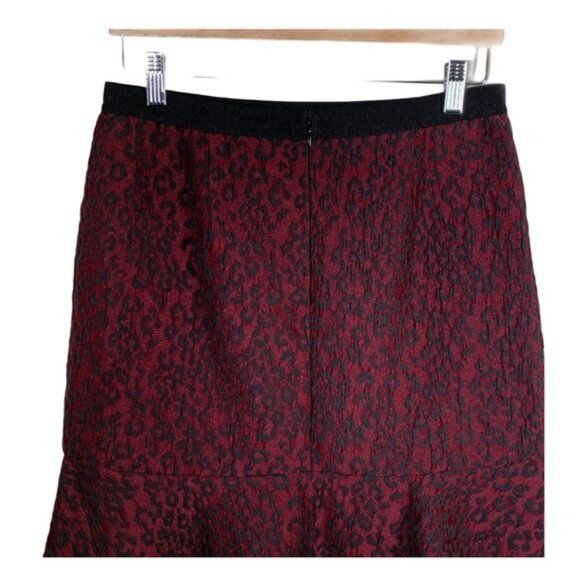 Ann Taylor Skirt Womens Size 6 Red Black Leopard Flounce Peplum Work Mini - Picture 6 of 9